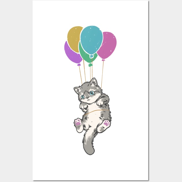 Cat balloons Wall Art by vhiente